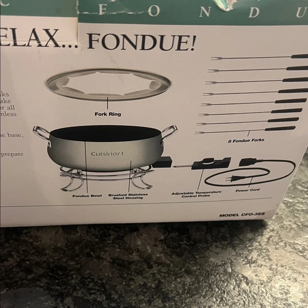 Cuisinart Stainless Steel Electric Fondue Set with Colorful Forks.  Like new